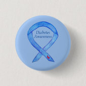 Diabetes Awareness Ribbon Art Custom Pin Button (Voorkant)