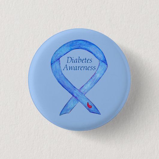 Diabetes Awareness Ribbon Art Custom Pin Button (Voorkant)