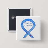 Diabetes Awareness Ribbon Art Custom Pin Button (Voorkant /achterkant)