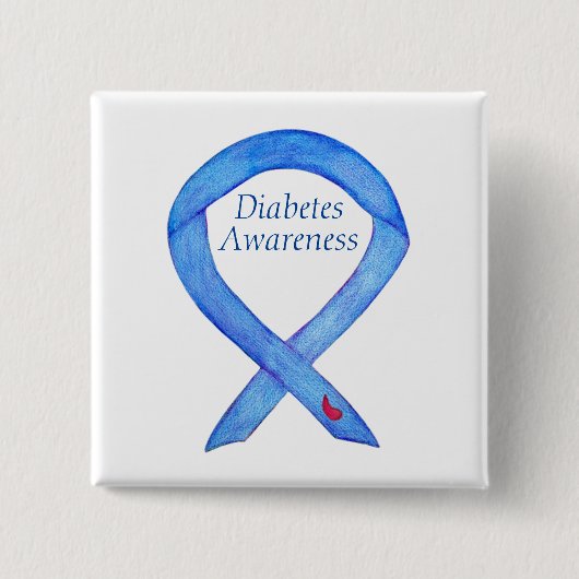 Diabetes Awareness Ribbon Art Custom Pin Button (Voorkant)
