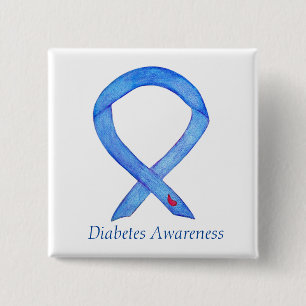 Diabetes Awareness Ribbon Art Custom Pin Buttonnen Vierkante Button 5,1 Cm