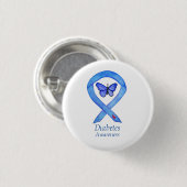 Diabetes Awareness Ribbon Butterfly Button Pin (Voorkant /achterkant)