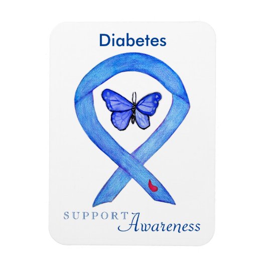 Diabetes Awareness Ribbon Butterfly Fridge Magnets Magneet (Verticaal)
