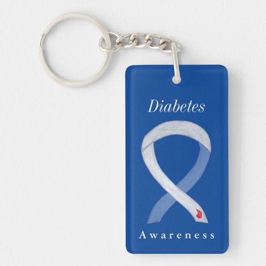 Diabetes Awareness Ribbon Custom Sleutelhangers (Voorkant)