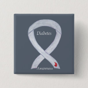 Diabetes Awareness Ribbon Gepersonaliseerd Art Pin Vierkante Button 5,1 Cm
