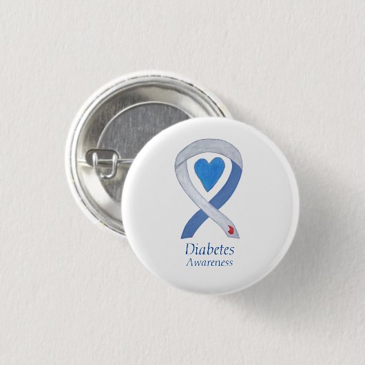 Diabetes Awareness Ribbon Heart Custom Pin Buttonn Ronde Button 3,2 Cm (Voorkant /achterkant)