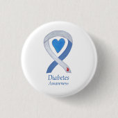 Diabetes Awareness Ribbon Heart Custom Pin Buttonn Ronde Button 3,2 Cm (Voorkant)