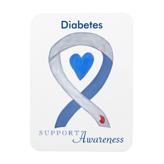 Diabetes Awareness Ribbon Heart Fridge Magnets Magneet (Verticaal)
