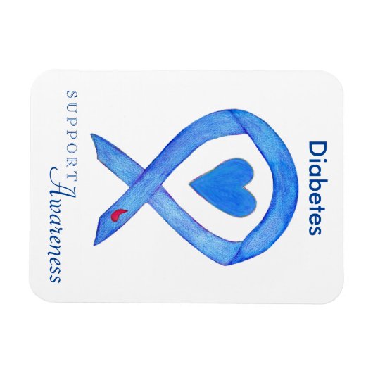 Diabetes Awareness Ribbon Heart Fridge Magnets Magneet (Horizontaal)