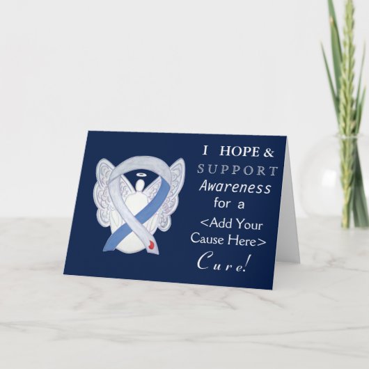 Diabetes Awareness Ribbon IDDM Angel Custom Cards Kaart (Voorkant)