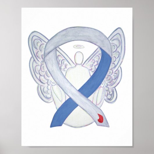 Diabetes Awareness Ribbon IDDM Angel Poster Print (Voorkant)