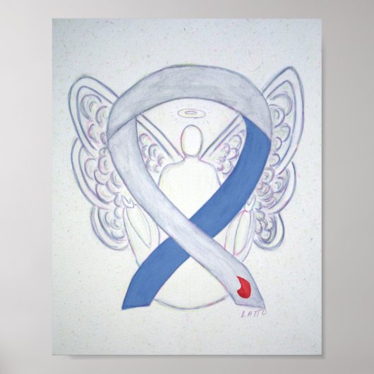 Diabetes Awareness Ribbon IDDM Angel Poster Print (Voorkant)
