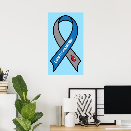 Diabetes Awareness Ribbon Poster (Thuiskantoor)