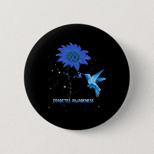 Diabetes Awareness Sunflower Lover Hummingbird Rib Ronde Button 5,7 Cm