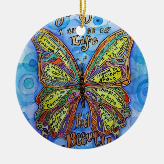 Diabetes Awareness Support Butterfly Art Ornament (Voorkant)