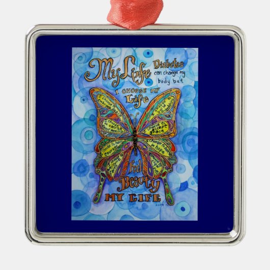 Diabetes Awareness Support Butterfly Art Ornament (Voorkant)