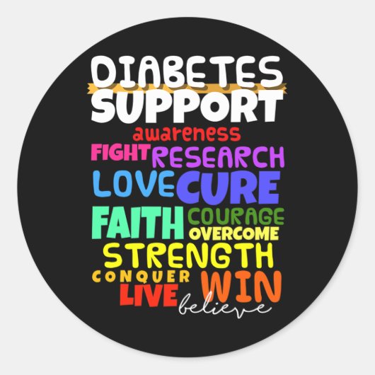 Diabetes Awareness Support Month Walk Ronde Sticker (Voorkant)