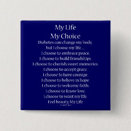 Diabetes Awareness Support My Life Poem Buttonnen Vierkante Button 5,1 Cm