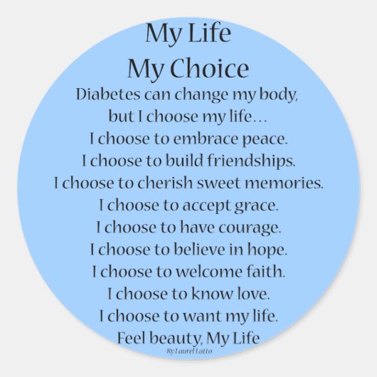 Diabetes Awareness Support Poem Decal Stickers (Voorkant)