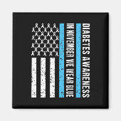 Diabetes Awareness T1D In November Draag we Blue M Magneet (Voorkant)