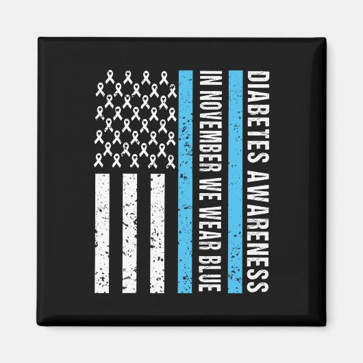 Diabetes Awareness T1D In November Draag we Blue M Magneet (Voorkant)
