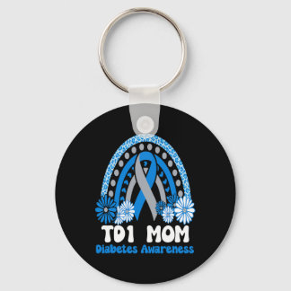 Diabetes Awareness T1d Mom Blauw Zonnebloem Ribbon Sleutelhanger