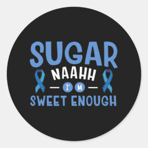 Diabetes Awareness Type 1 2 - Diabetische T1D T2D Ronde Sticker