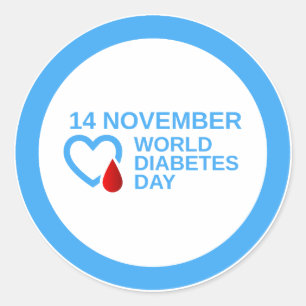 Diabetes Awareness Wereld Diabetes Dag 14 november Ronde Sticker