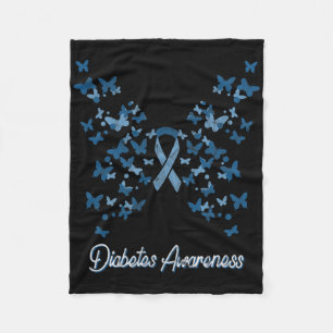 Diabetes Awareness Women's Butterfly T1 T2 Fleece Deken