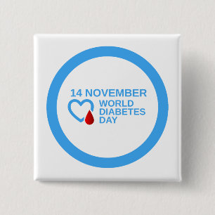 Diabetes Awareness World Diabetes Day 14 november Vierkante Button 5,1 Cm