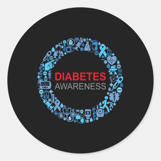 Diabetes Awareness World Diabetes Day Ronde Sticker (Voorkant)