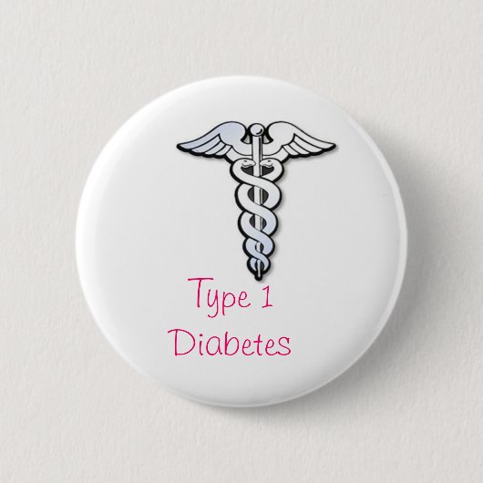 Diabetes Badge - Roze Ronde Button 5,7 Cm (Voorkant)