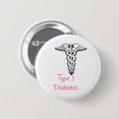 Diabetes Badge - Roze Ronde Button 5,7 Cm (Voorkant /achterkant)