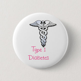Diabetes Badge - Roze Ronde Button 5,7 Cm