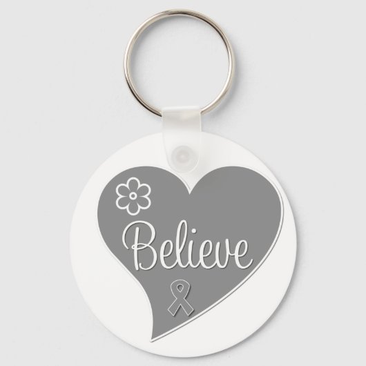Diabetes Believe Grey Heart Sleutelhanger (Voorkant)