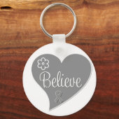 Diabetes Believe Grey Heart Sleutelhanger (Voorkant)