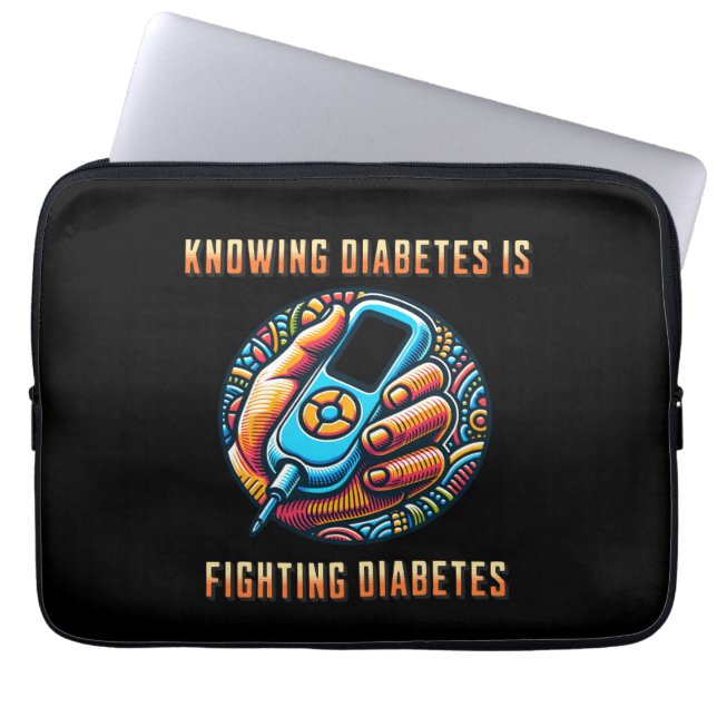 Diabetes bestrijden is diabetes kennen laptop sleeve (Voorkant)