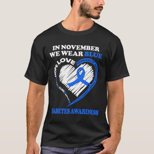 Diabetes Bewustheid In november Draag we blauw T-shirt (Voorkant)