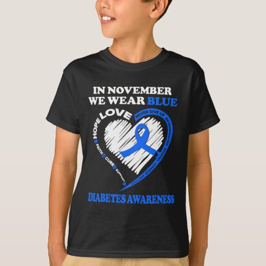 Diabetes Bewustheid In november Draag we blauw T-shirt (Voorkant)