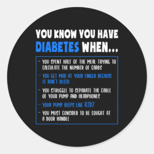 Diabetes Bewustzijn Diabetes Type 1 Leuk woordje o Ronde Sticker