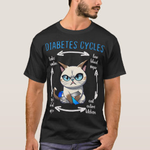 Diabetes Bewustzijn Grappige Kattencyclus Diabetis T-shirt