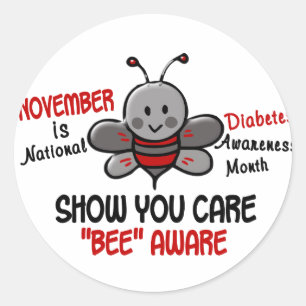 Diabetes Bewustzijn Maand Bij 1.1 Ronde Sticker