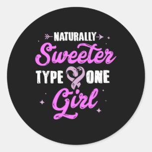 Diabetes Bewustzijn Sweeter Type Een Meisje Gift T Ronde Sticker
