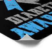  diabetes, blauw en grijs lint poster (Hoek)