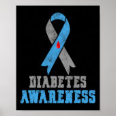  diabetes, blauw en grijs lint poster (Voorkant)