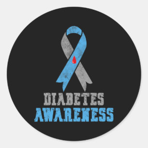 diabetes, blauw en grijs lint ronde sticker
