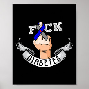 Diabetes Blue Ribbon Diabetic Type One Awareness D Poster