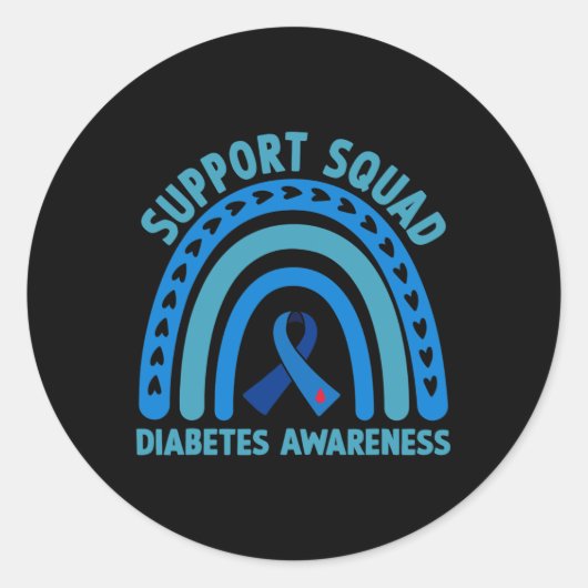Diabetes Blue Support Squad Diabetes Awareness Ronde Sticker (Voorkant)