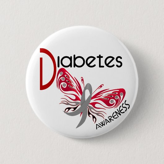 Diabetes BUTTERFLY 3 Ronde Button 5,7 Cm (Voorkant)