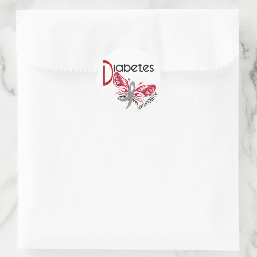 Diabetes BUTTERFLY 3 Ronde Sticker (Tas)
